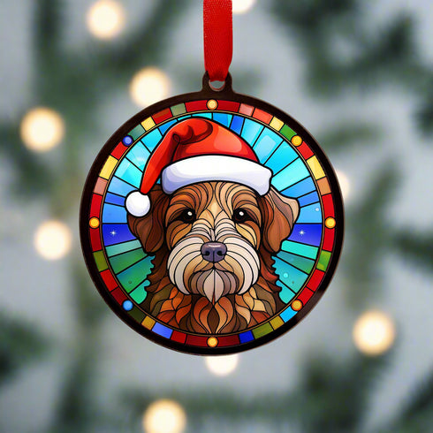 Welsh Terrier in Santa Hat Suncatcher Decoration